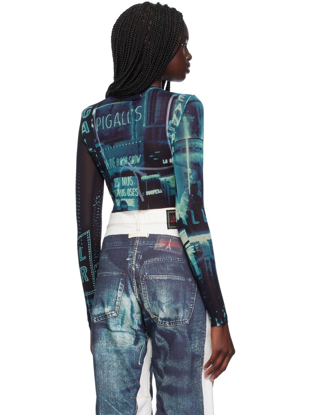 Blue 'The Pigalle Crop' Long Sleeve T-Shirt - 3