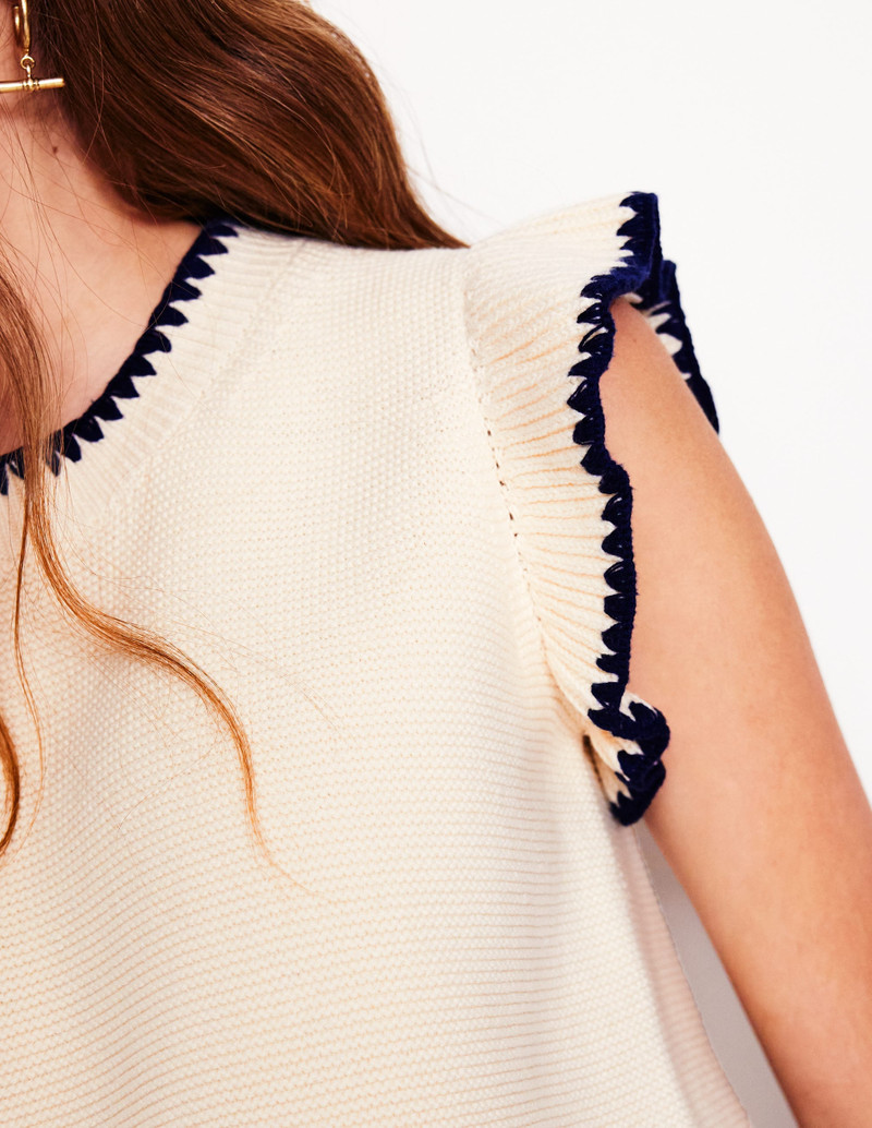 Lena Stitch Detail Vest-Warm Ivory 3