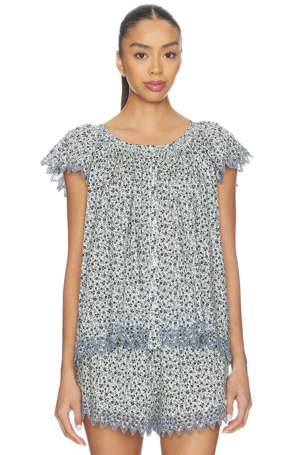 The Flutter Sleeve Eyelet Top - 1