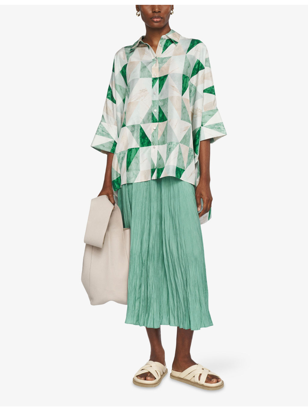 Arcole Marble-Print Silk Shirt - 2