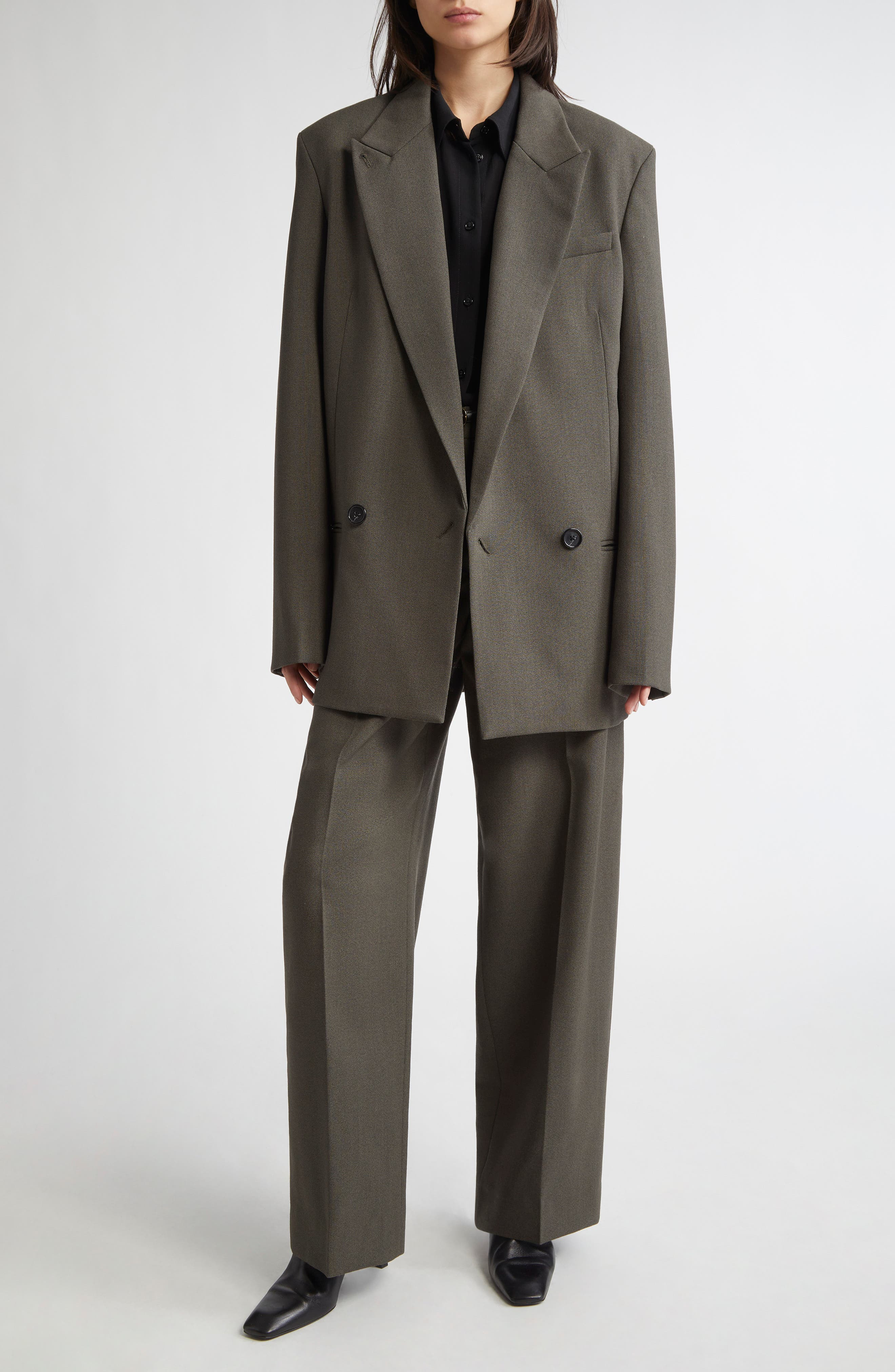 TOTEME Shield Wool Blend Blazer in Forest at Nordstrom - 1