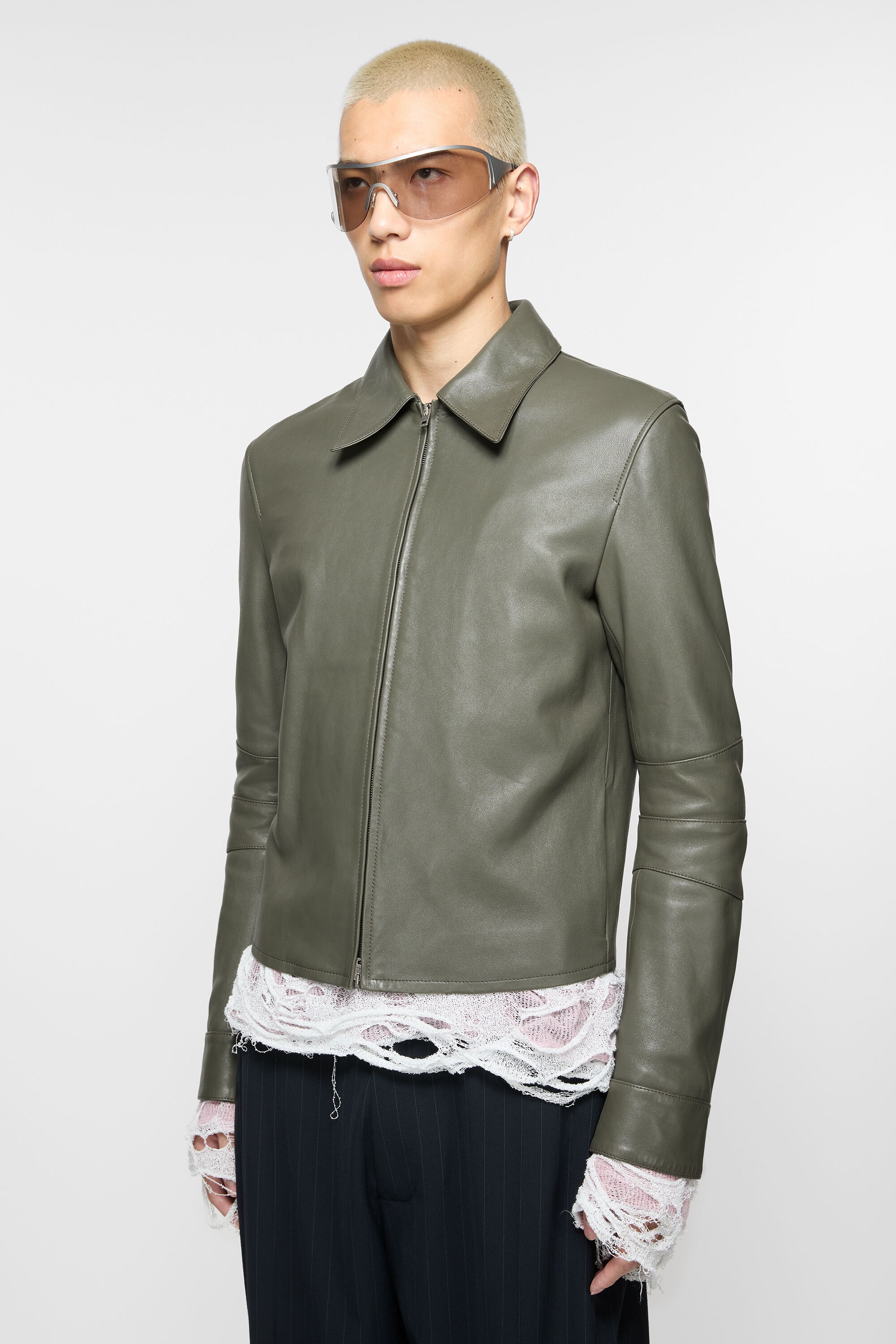 Leather jacket - Dusty green - 3