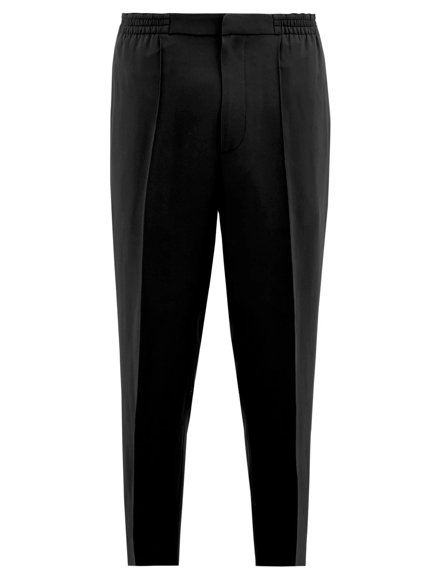 Logo-tape ankle-zip crepe trousers - 1