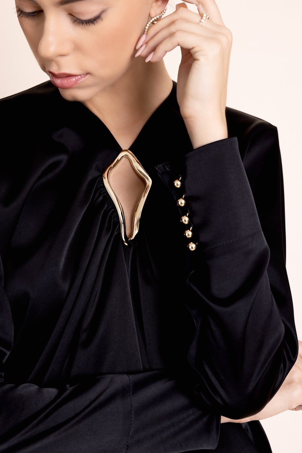 Metal Detail Draped Blouse - 2