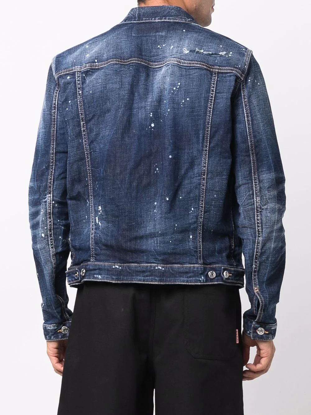 paint-splattered denim jacket - 4