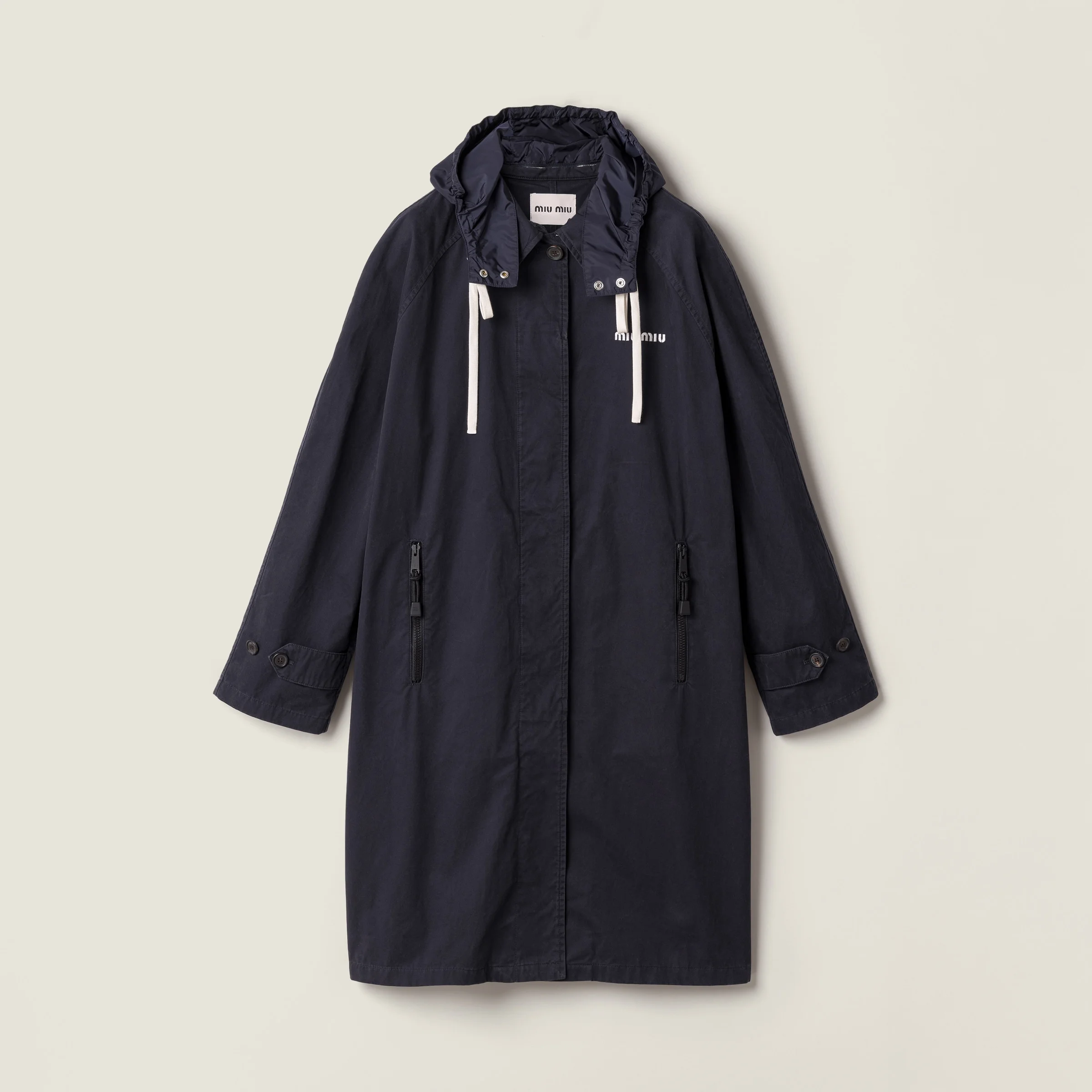 Single-breasted washed gabardine coat - 1
