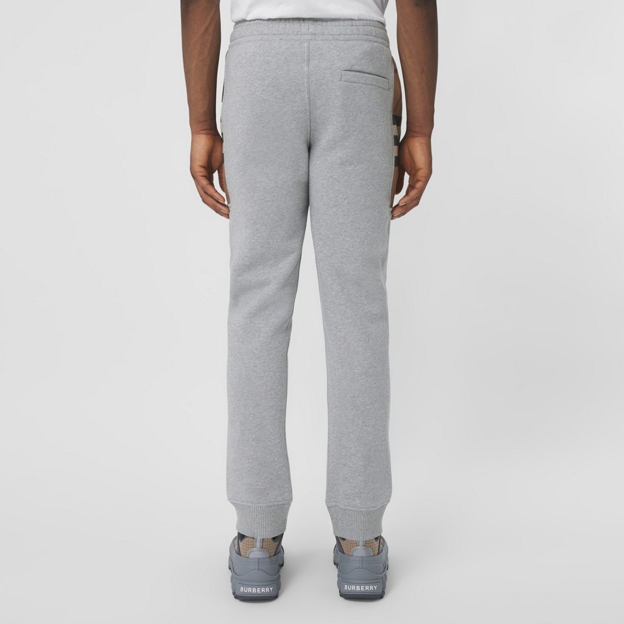 Check Panel Cotton Blend Jogging Pants - 4