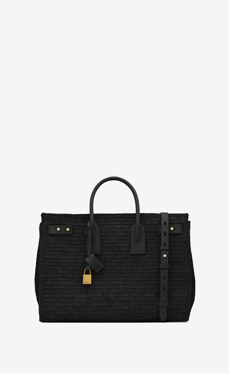 sac de jour medium supple in raffia and vegetable-tanned leather - 1
