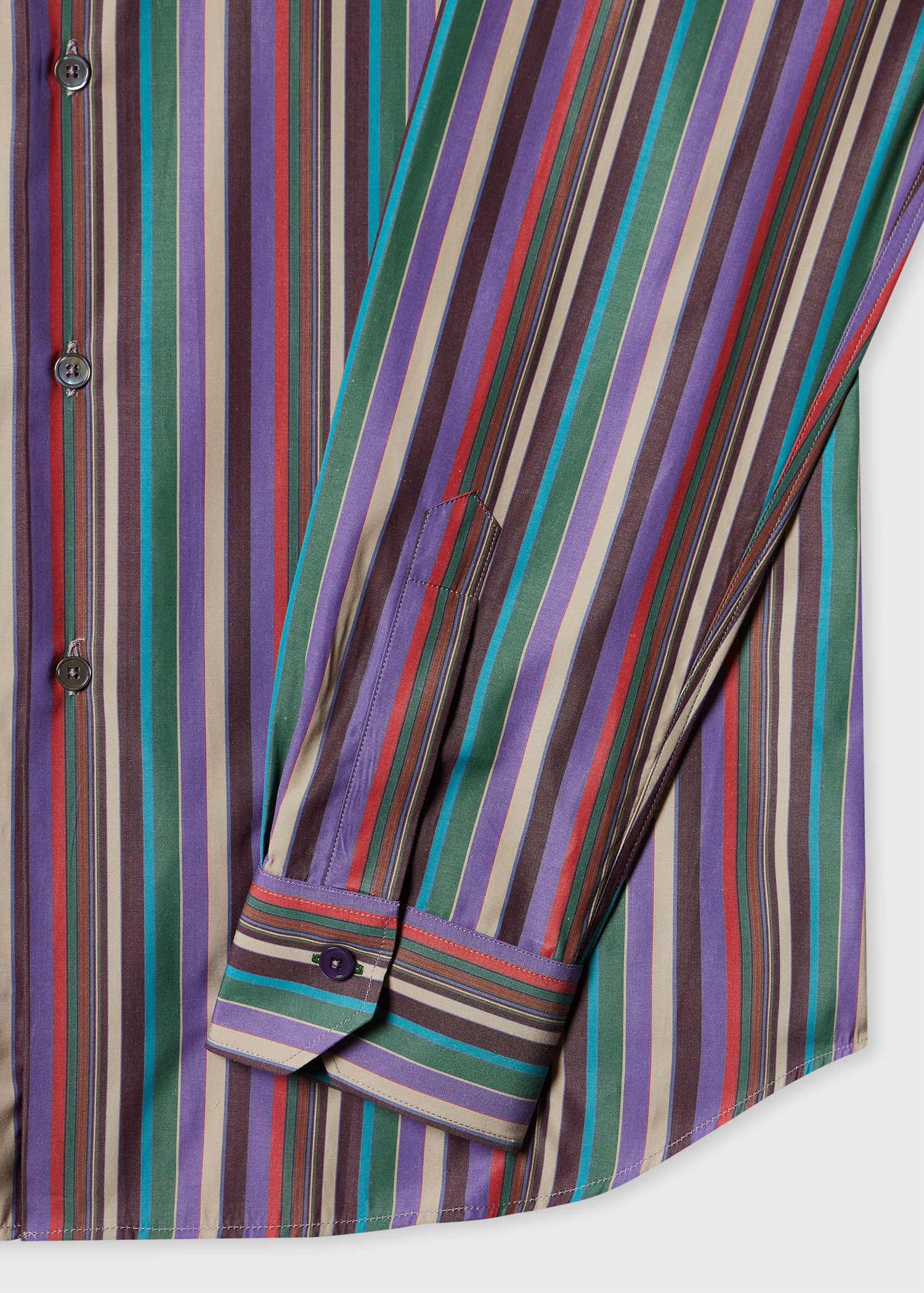 Tailored-Fit Purple Multistripe Cotton Shirt - 2