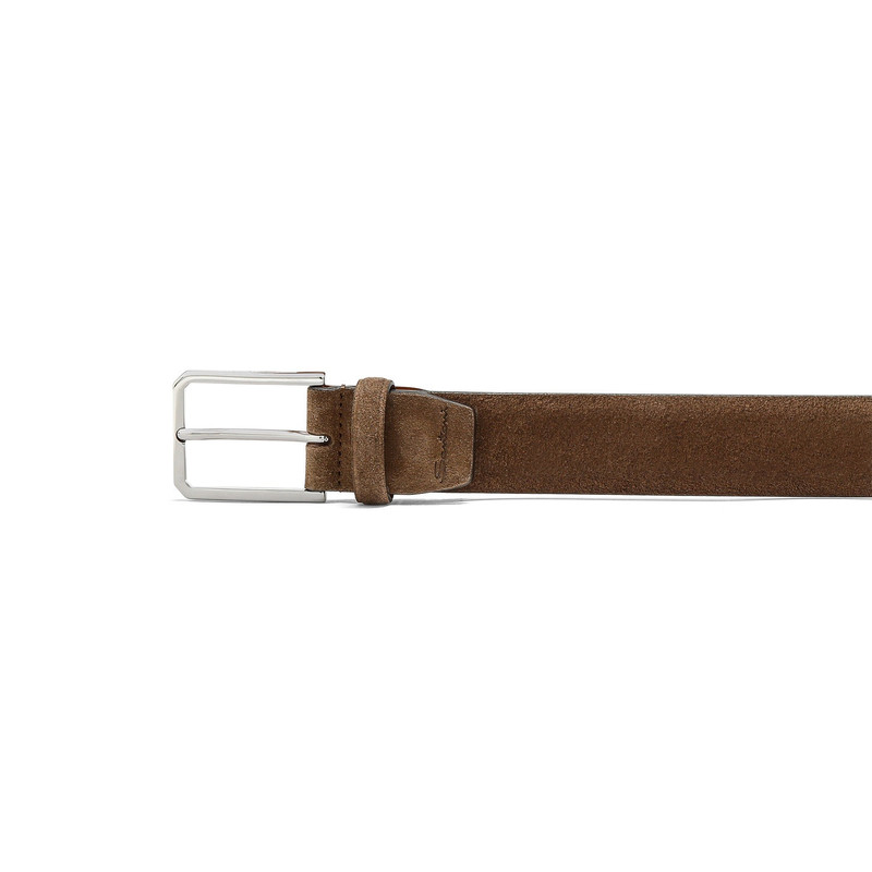 Men's brown suede adjustable belt 3