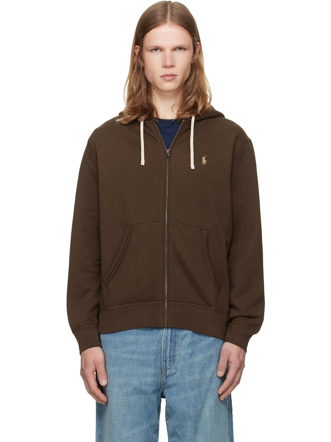 Brown Fleece Full-Zip Hoodie - 1