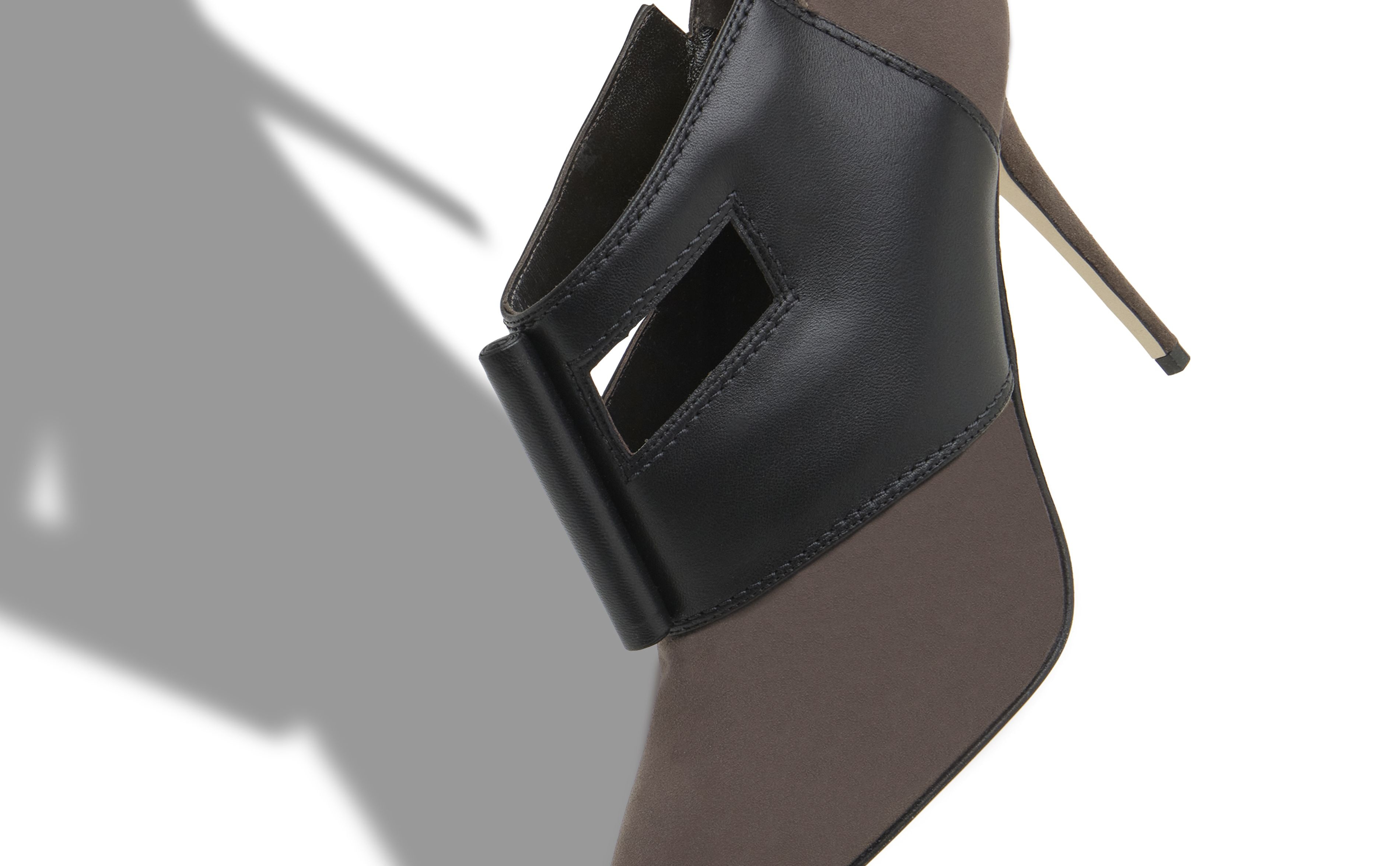 Brown Suede Cut-Out Ankle Boots - 4
