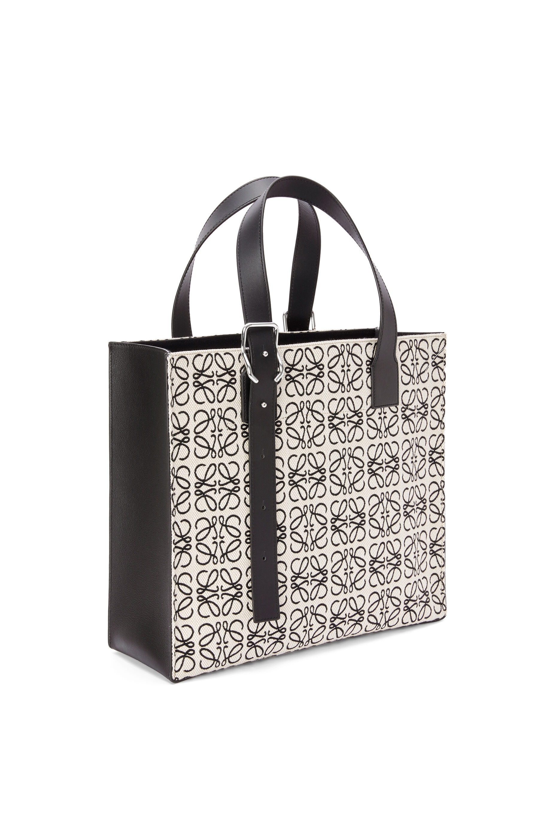 Buckle Tote in Anagram jacquard and calfskin - 4