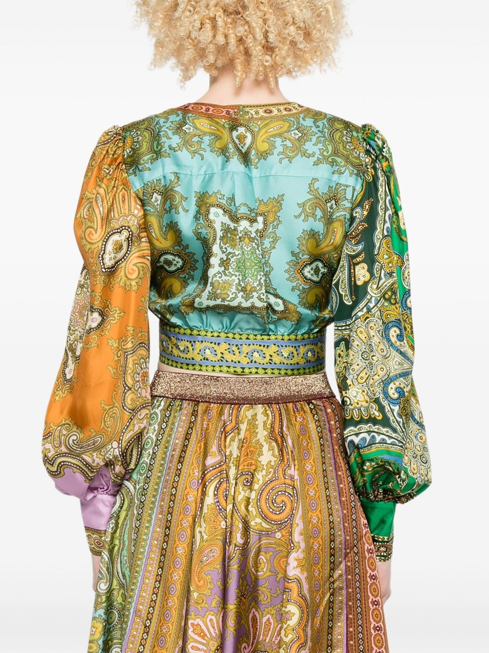 paisley-print tie-front top - 4