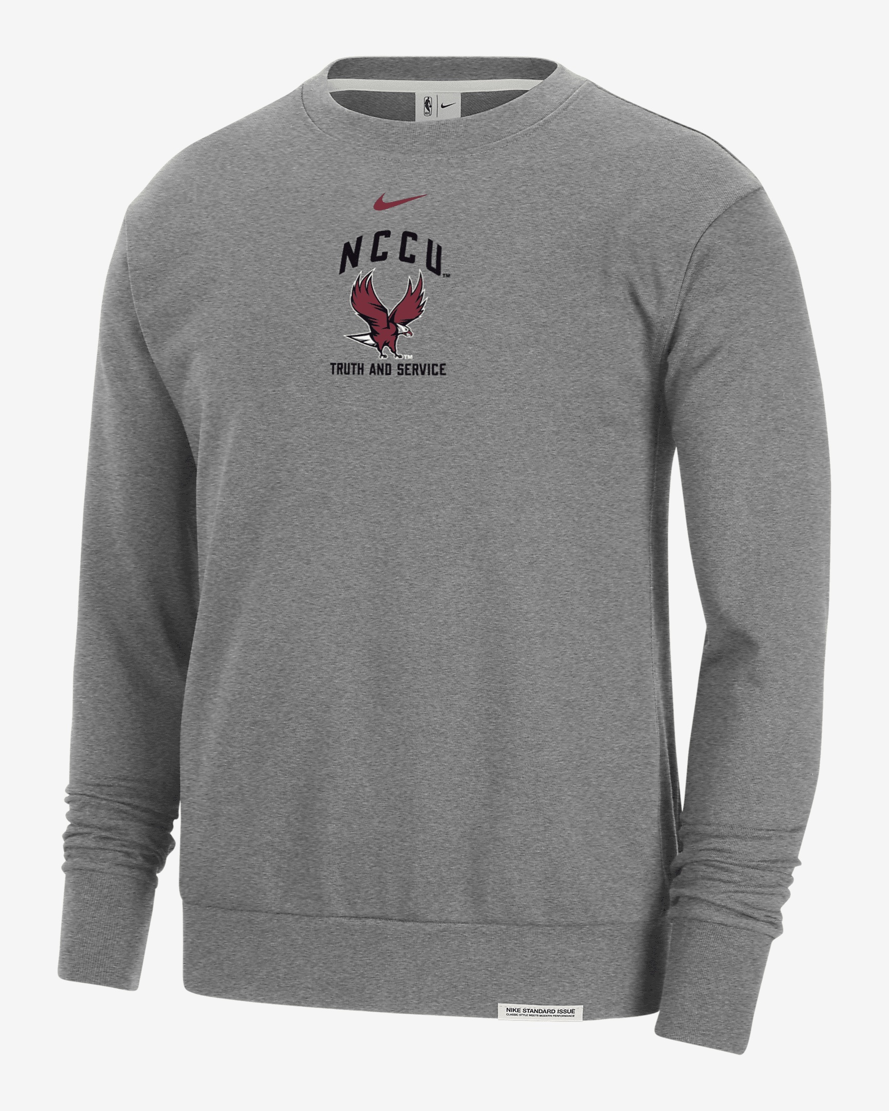 North Carolina Central Standard Issue Nike Men's College Fleece Crew-Neck Sweatshirt - 1