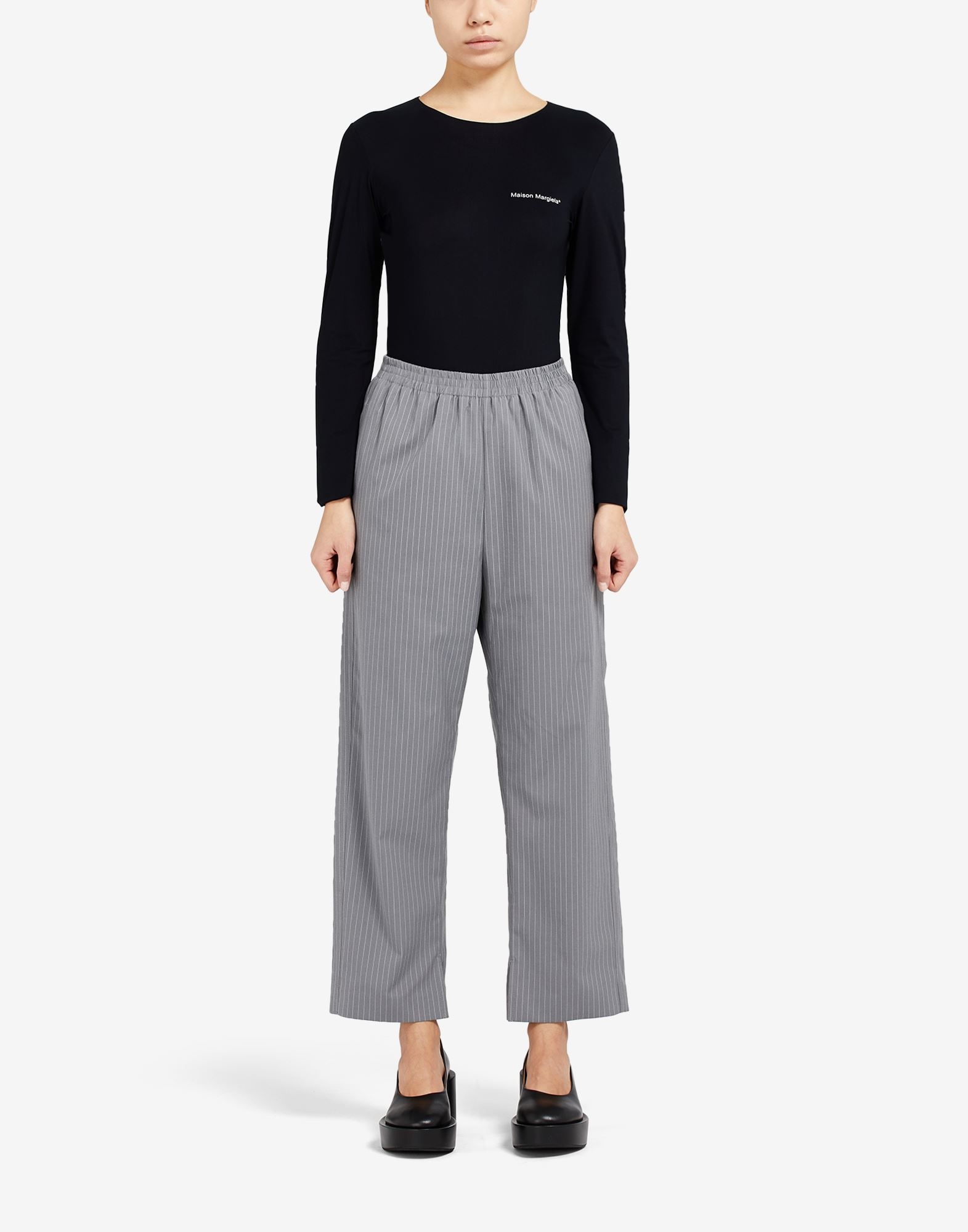 Pinstripe canvas cropped trousers - 2