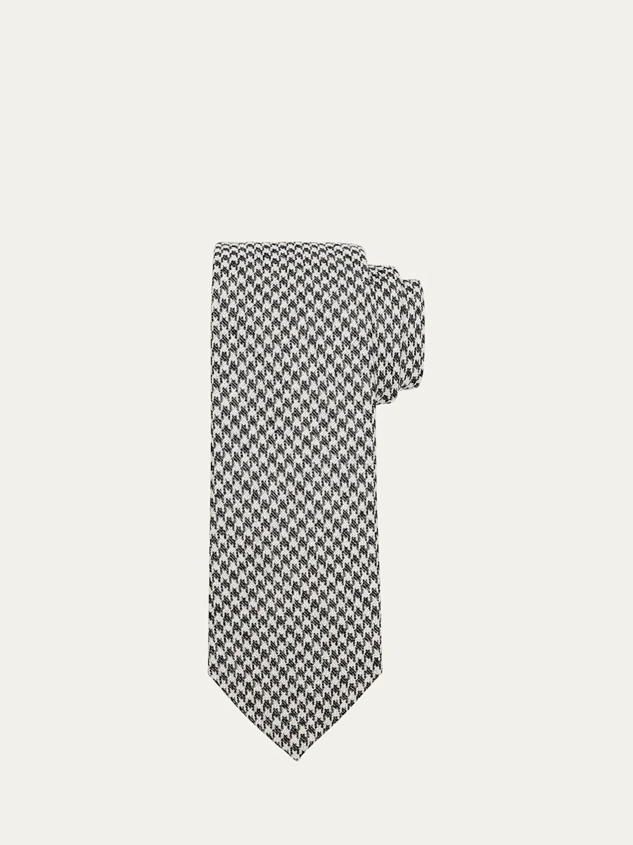 Men's Houndstooth Wool and Silk Tie - 1
