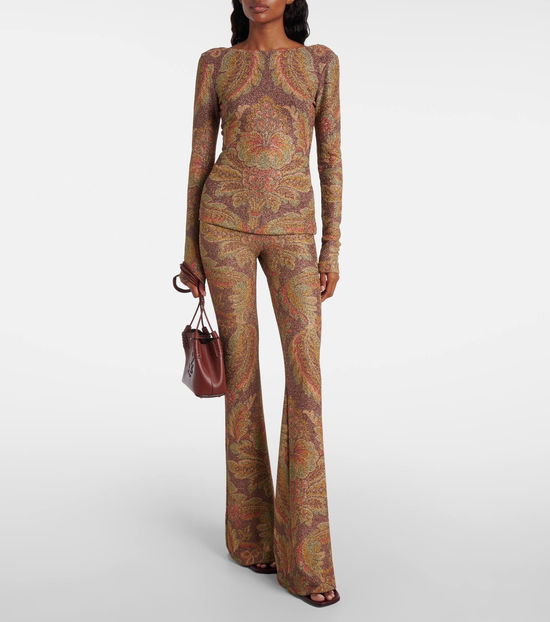 Printed jersey flared pants - 2