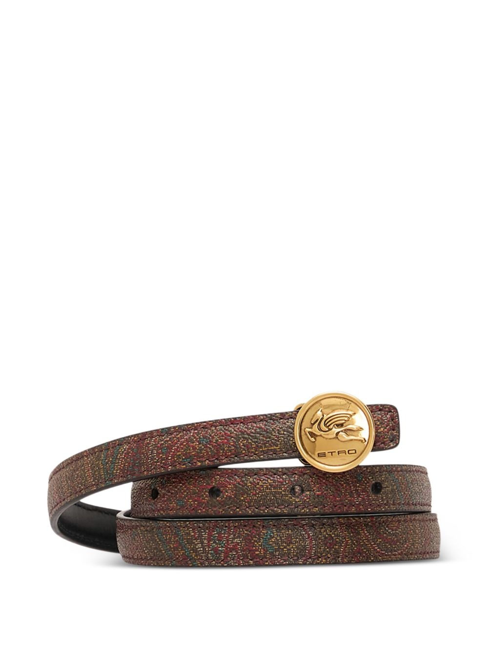paisley-pattern circular-buckle belt - 1