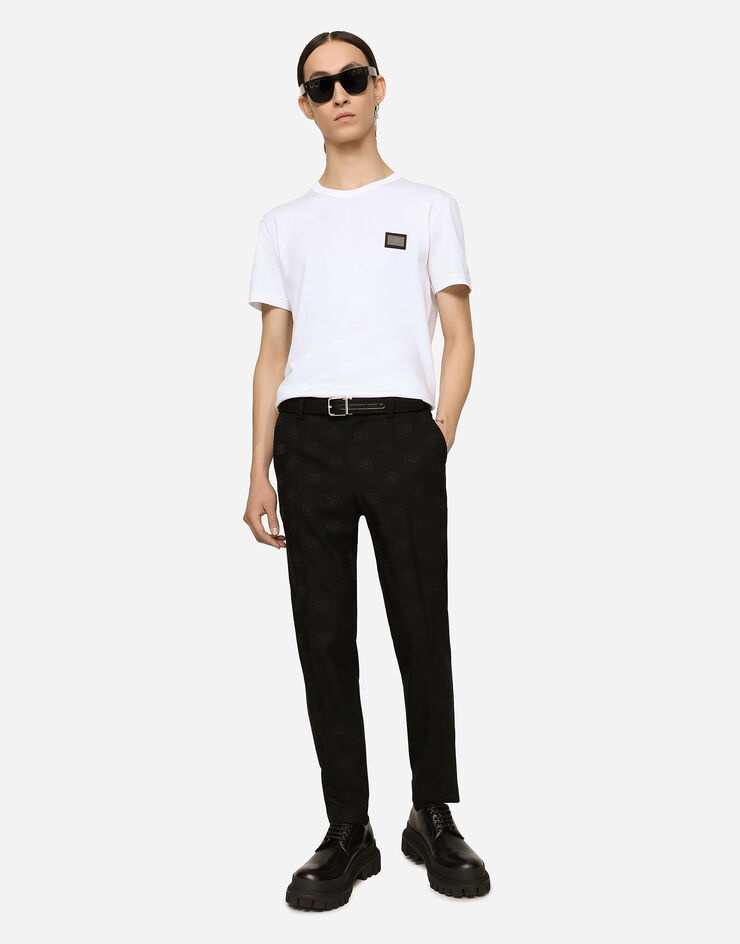 Stretch wool jacquard pants with DG Monogram design - 5