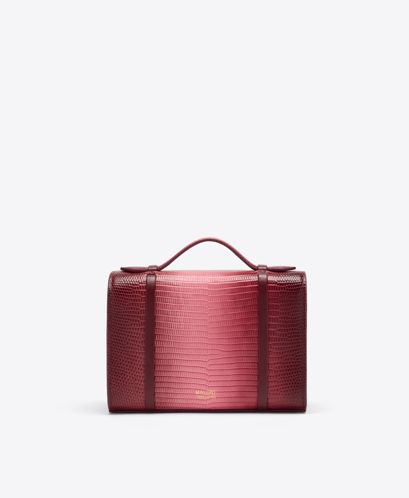 May Burgundy & Pink Gradient Embossed Leather Small Handbag 4