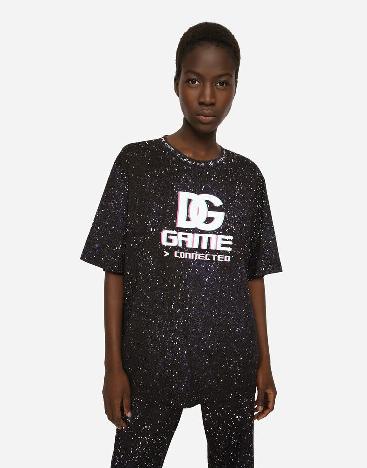 Multi-colored cotton T-shirt with DG Game logo print - 3