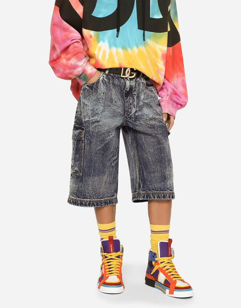 Blue wash denim shorts 4