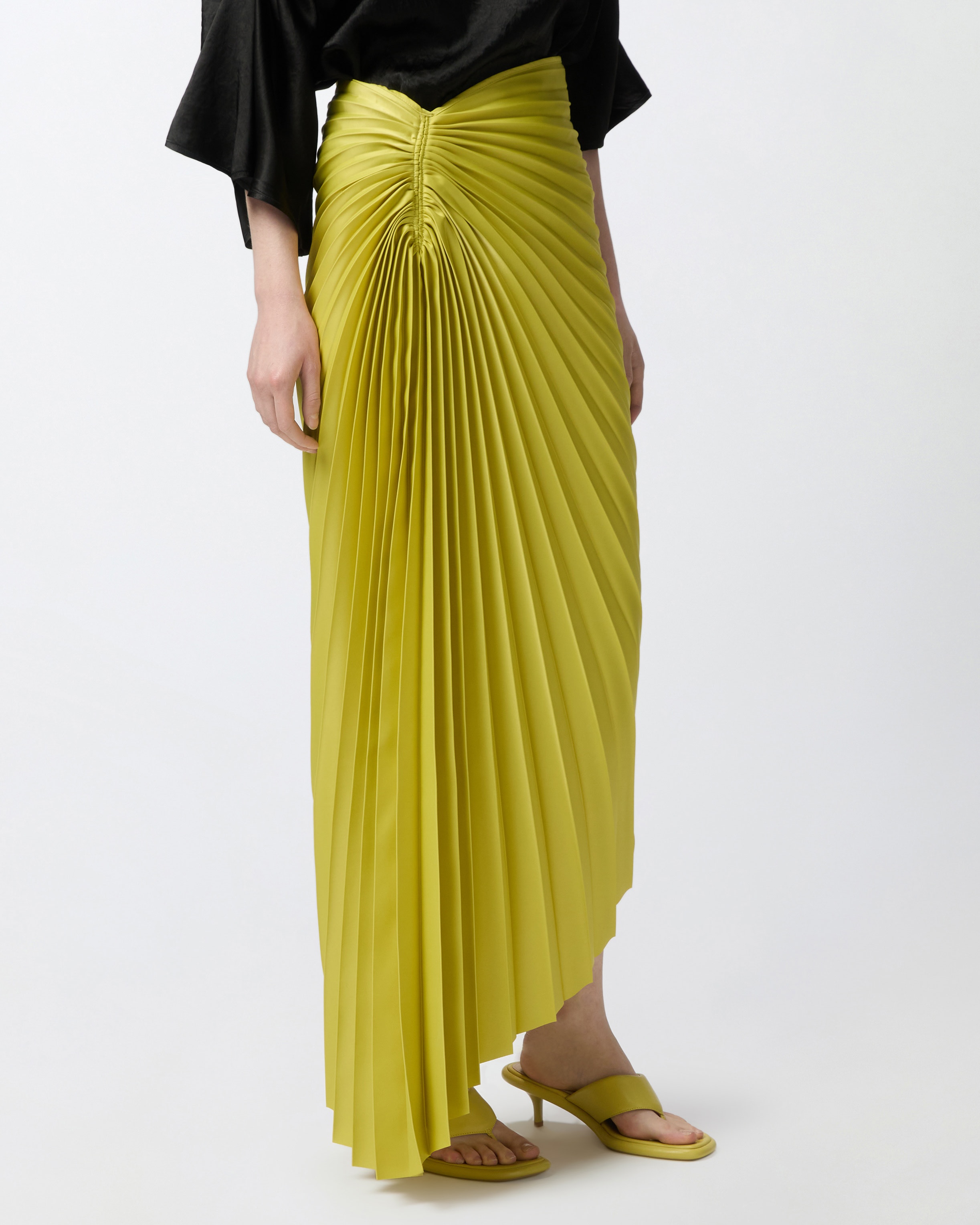 PLEATED SKIRT WITH ASYMMETRIC HEM - 3