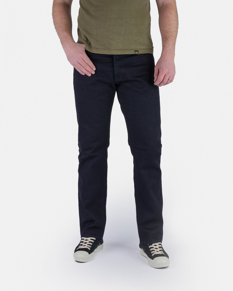 Iron Heart IH-888S-14II 14OZ SELVEDGE DENIM MID/HIGH RISE TAPERED CUT JEANS - INDIGO/INDIGO outlook