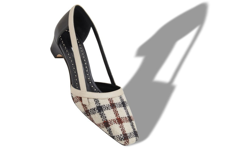 Manolo Blahnik Light Beige Wool Tartan Pumps outlook