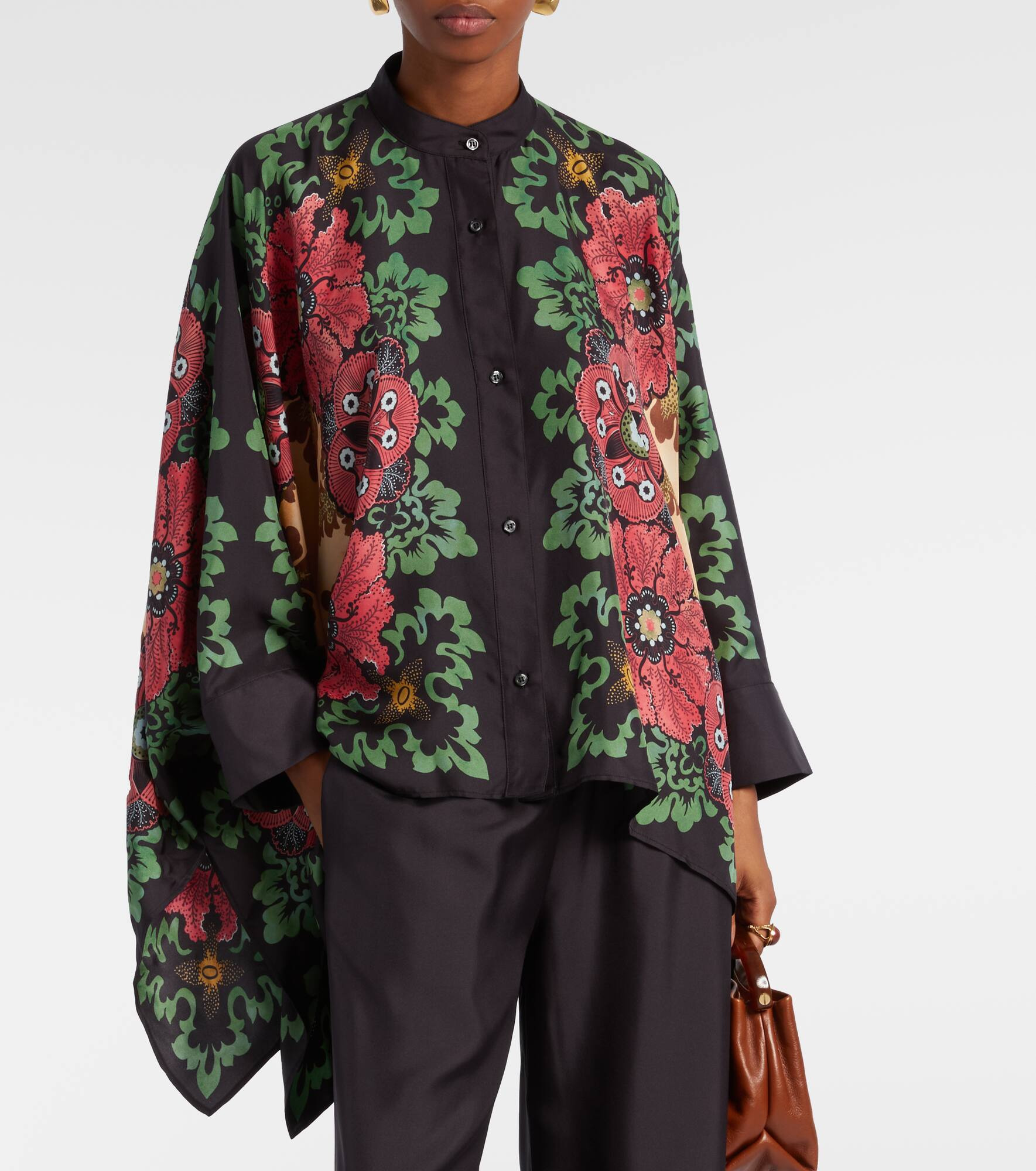 Foulard printed silk twill shirt - 6
