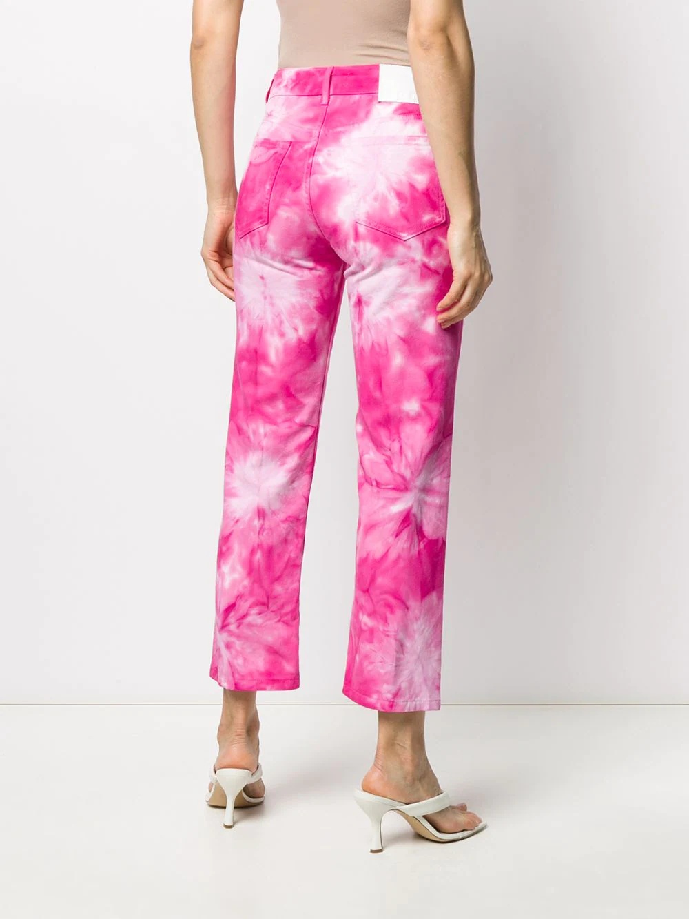 tie-dye print cropped jeans - 4