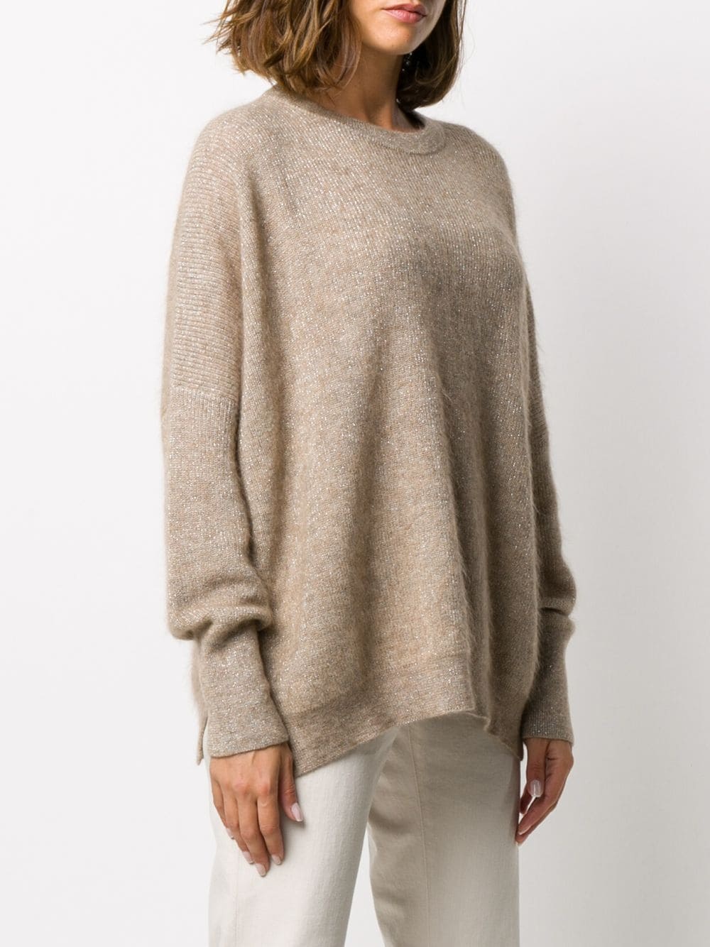 crew-neck side slits jumper - 3