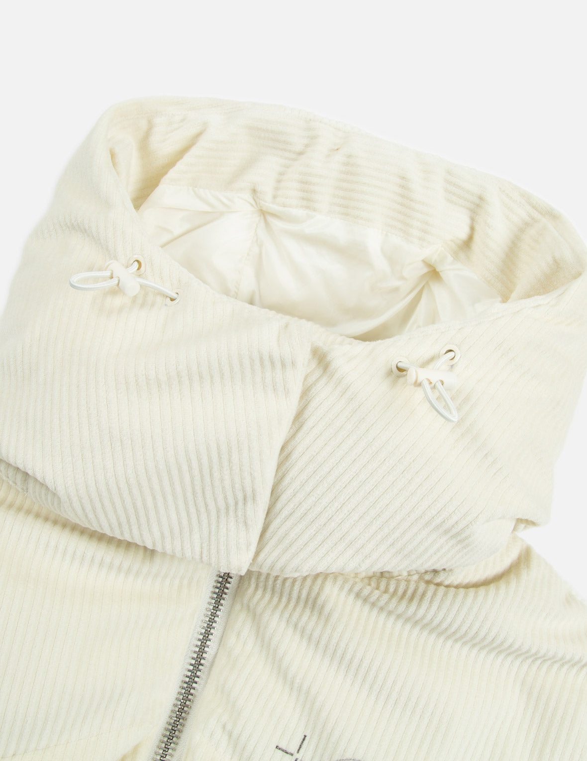 Seagull Embroidery Corduroy Belted Down Jacket - 7