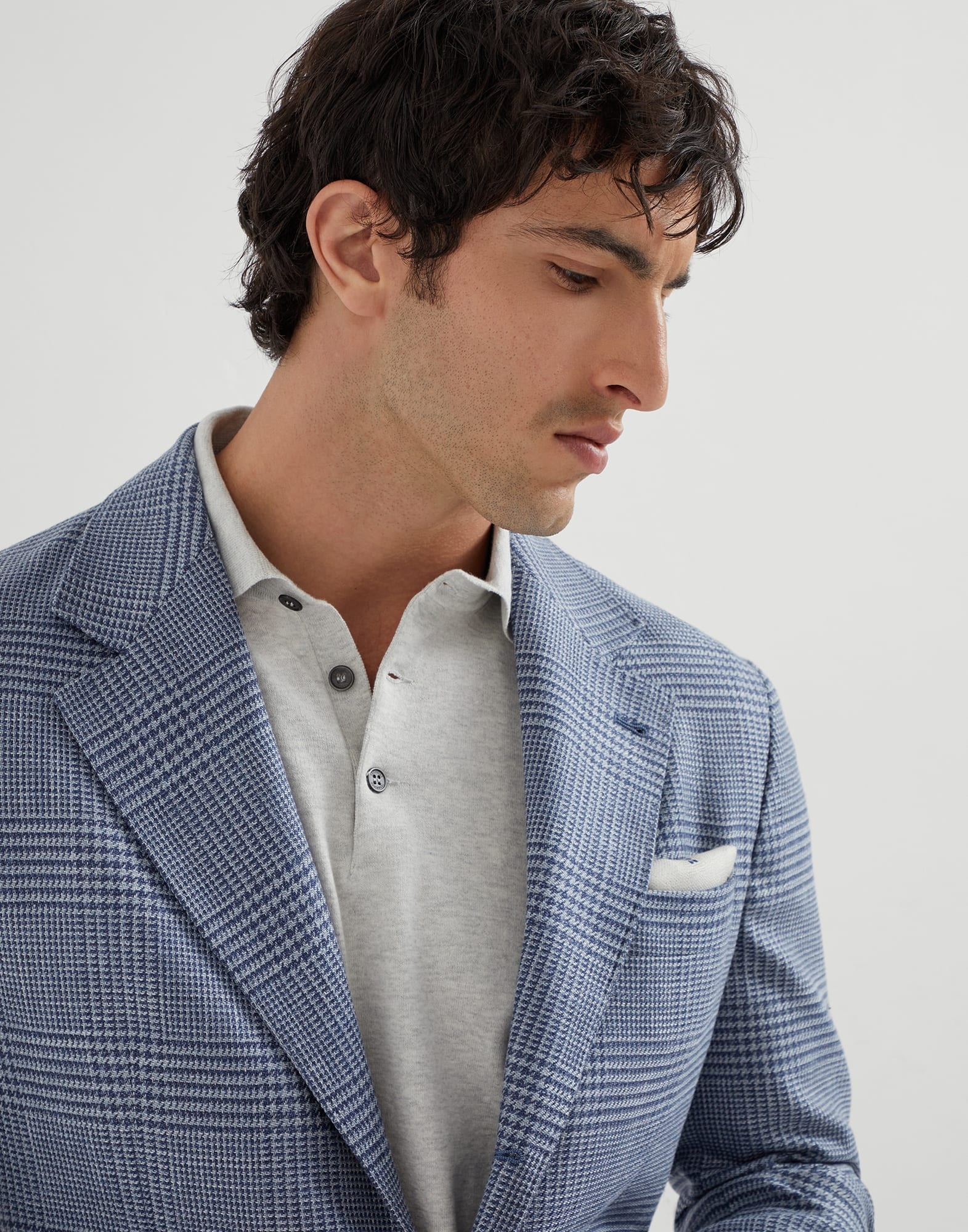 Comfort wool, silk and linen Prince of Wales deconstructed Cavallo blazer - 3