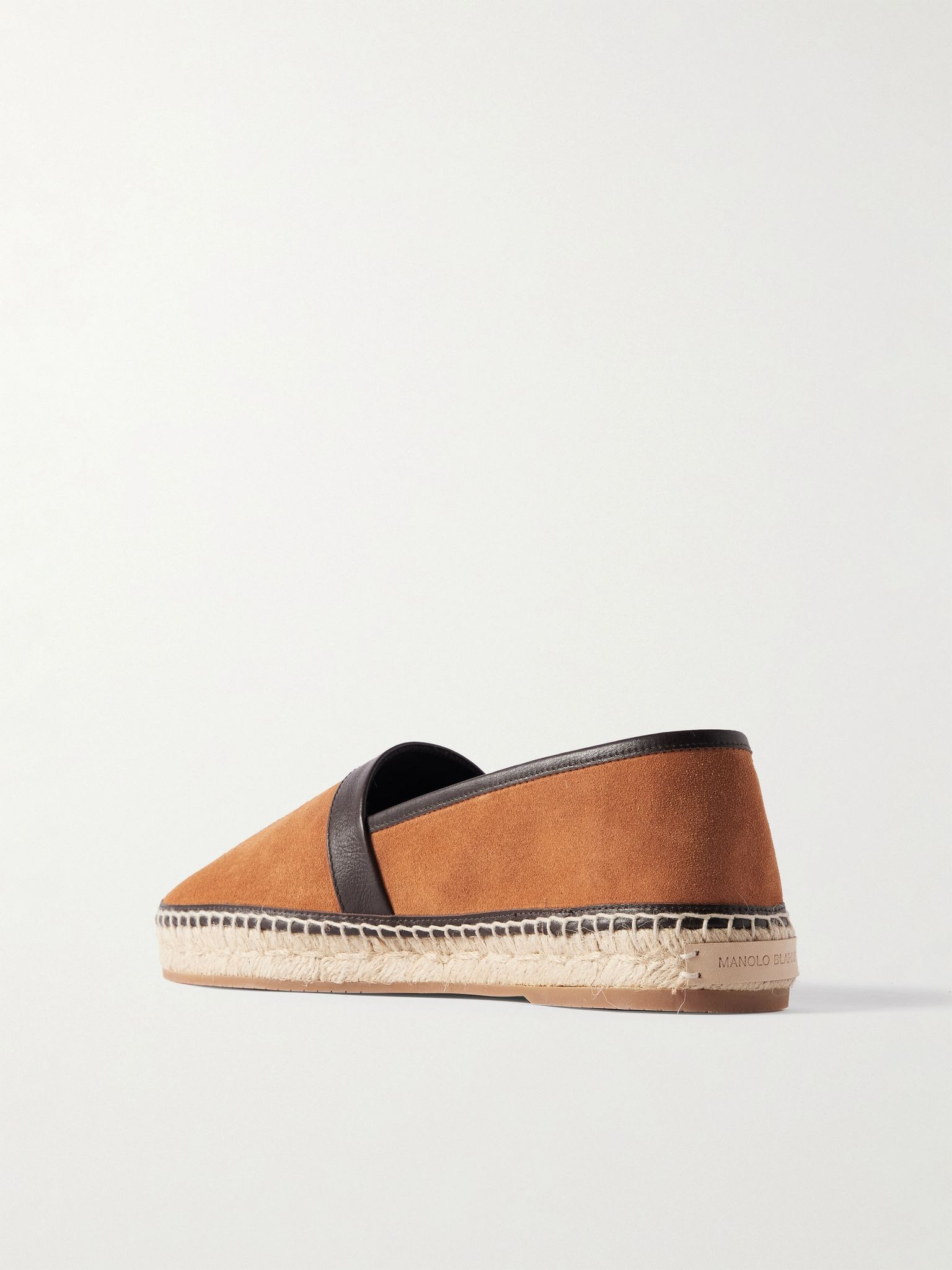 Nerano Leather-Trimmed Suede Espadrilles Orange - 4