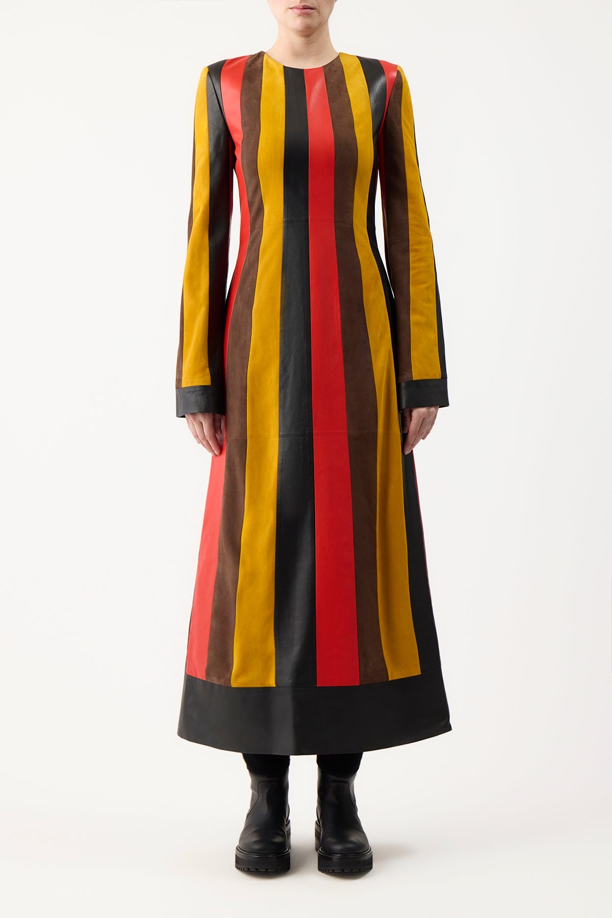 Taylor Dress in Multi Stripe Leather - 3