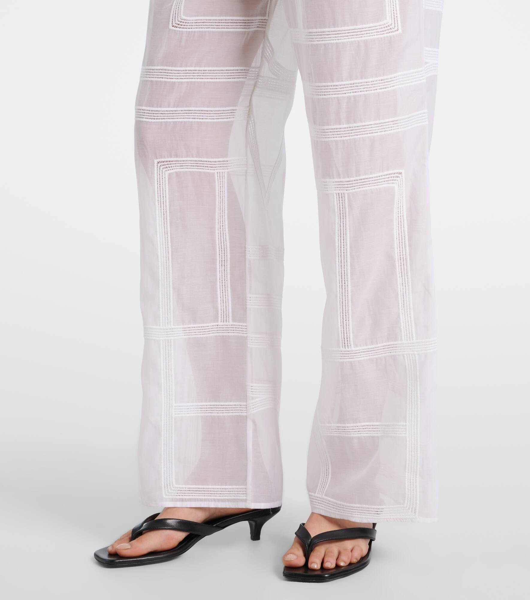 Cotton and silk voile wide-leg pants - 5