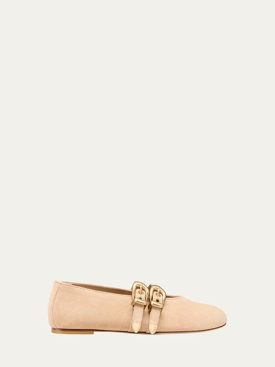 Maven Suede Buckle Mary Jane Ballerina Flats - 1