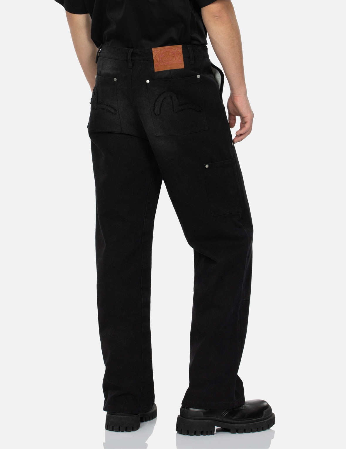 SEAGULL APPLIQUÉ EMBROIDERY BAGGY FIT CARPENTER PANTS - 7