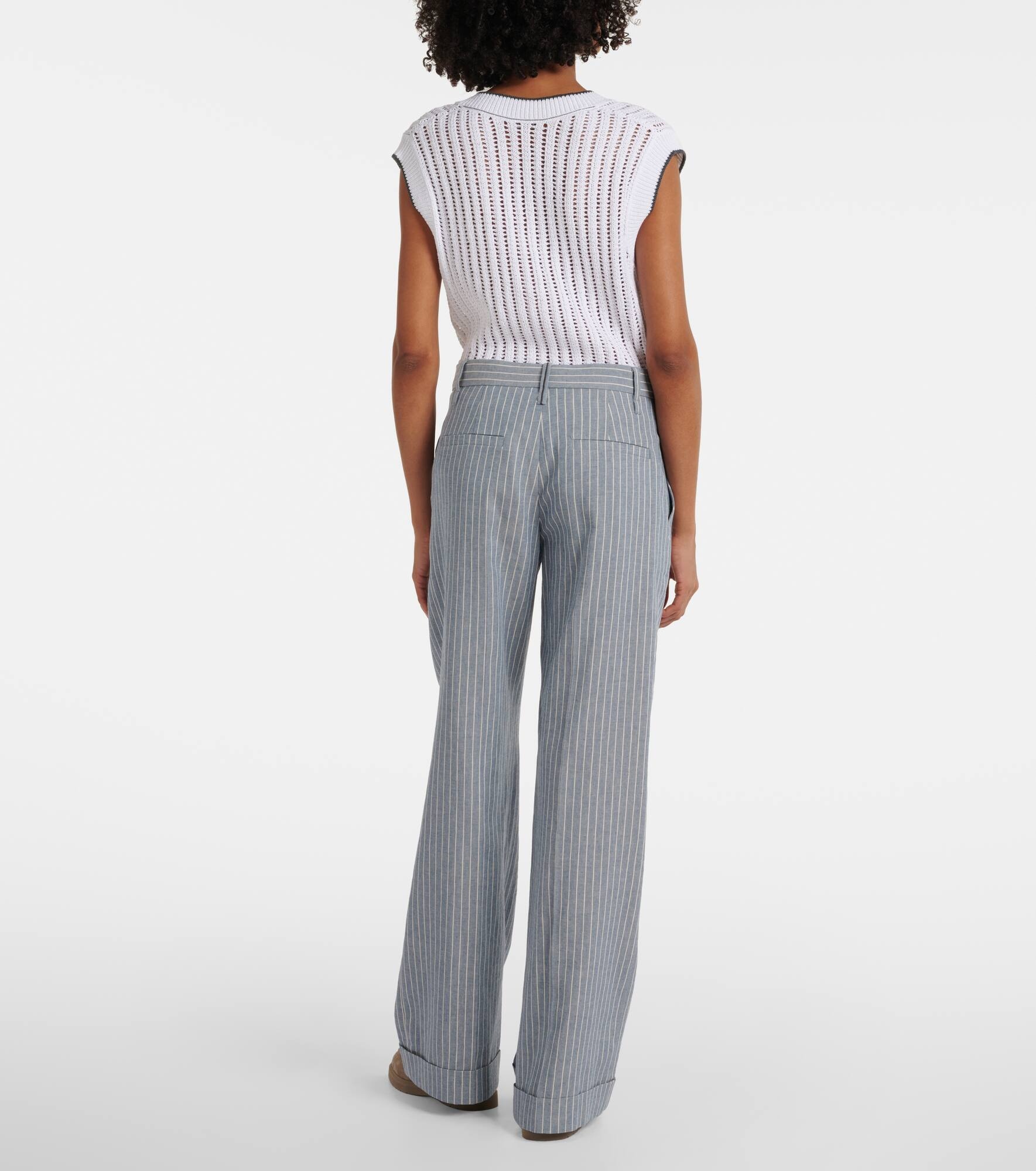 Linen and cotton-blend wide-leg pants - 3