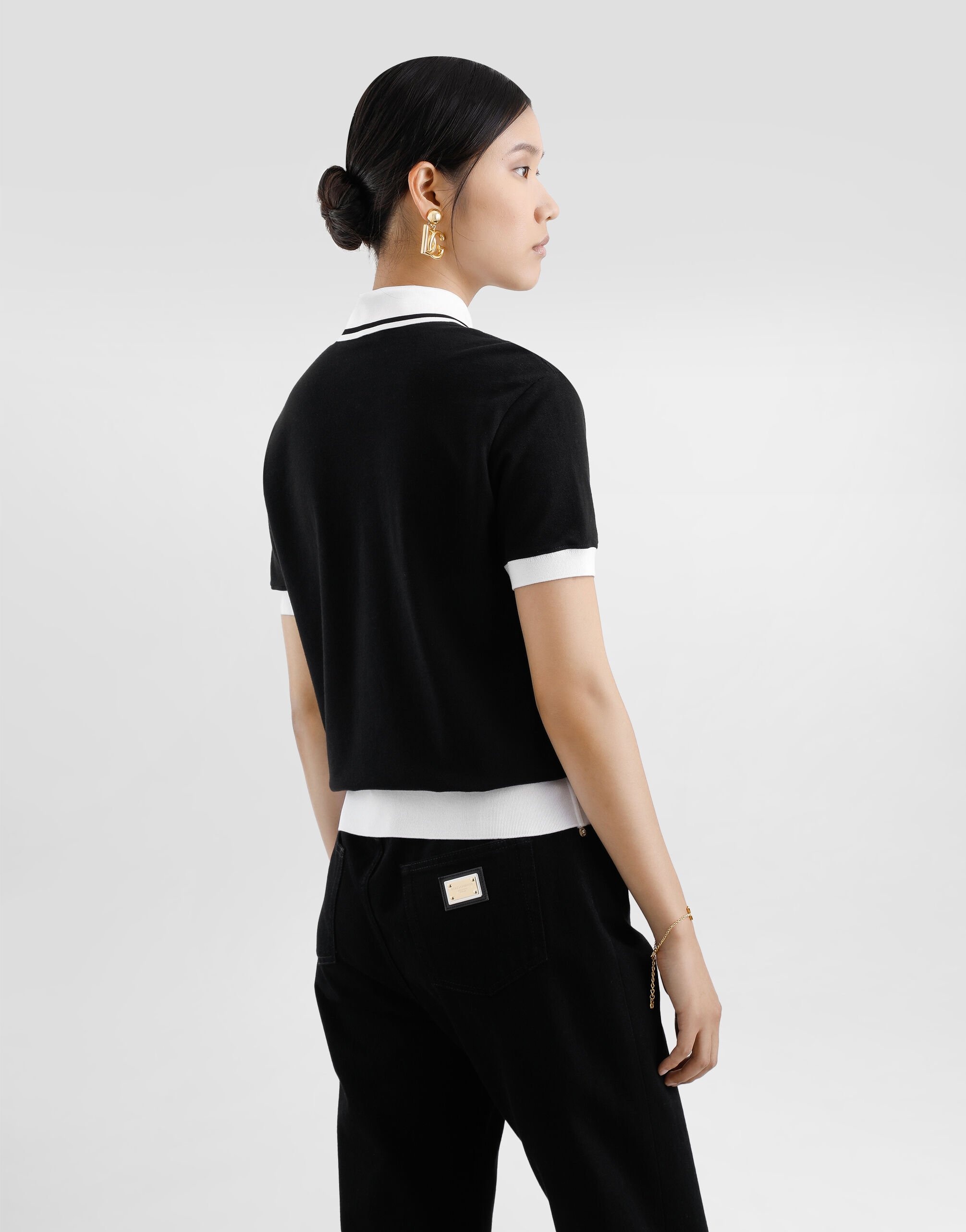 Short cotton piqué polo-shirt with DG logo embroidery - 6
