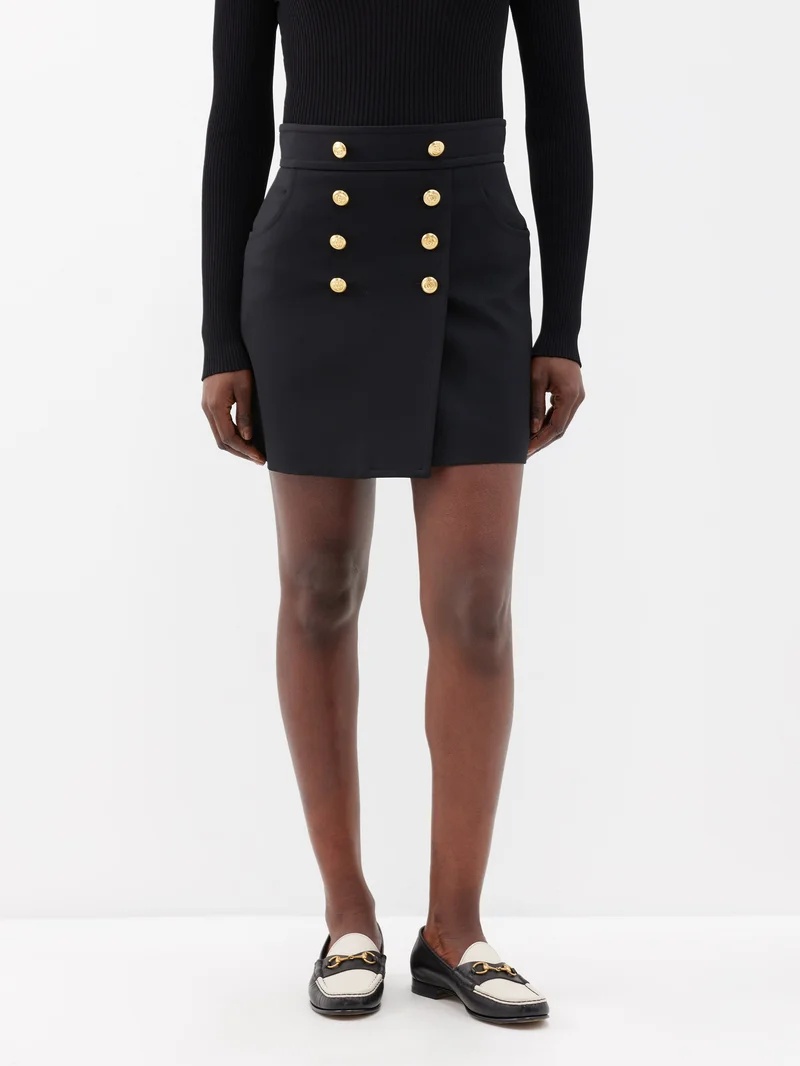 GUCCI Button-front silk-blend mini skirt | matchesfashion