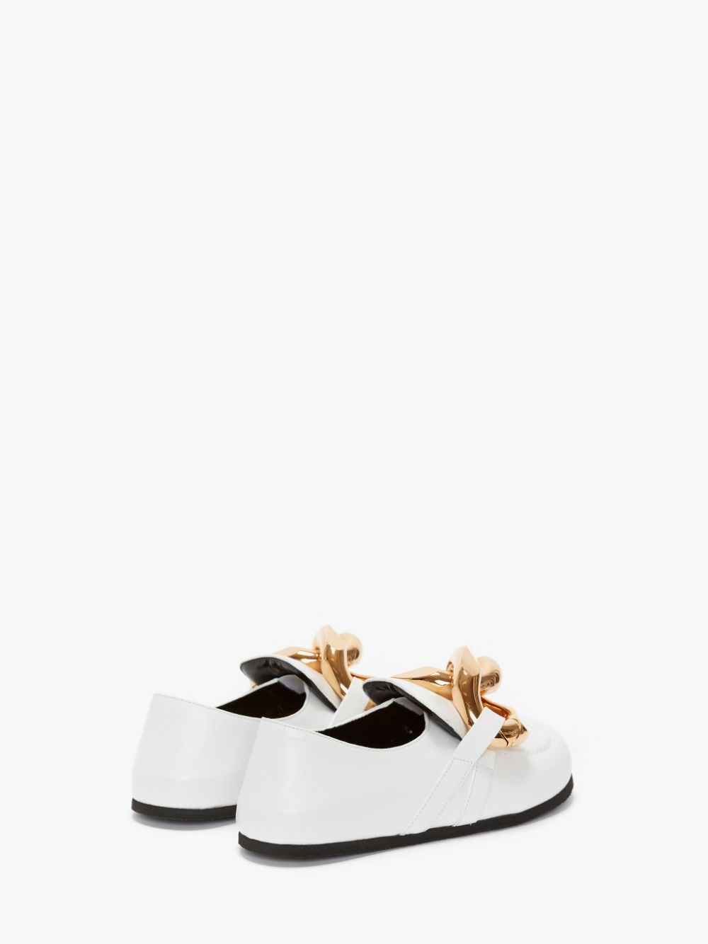 CLOSED BACK LEATHER CHAIN LOAFERS - 3