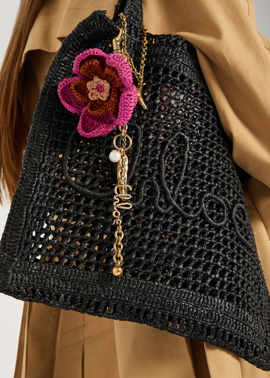 Chloe Floral Raffia and Metal key Chain - 2