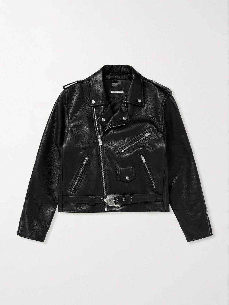 Belted Full-Grain Leather Biker Jacket 1