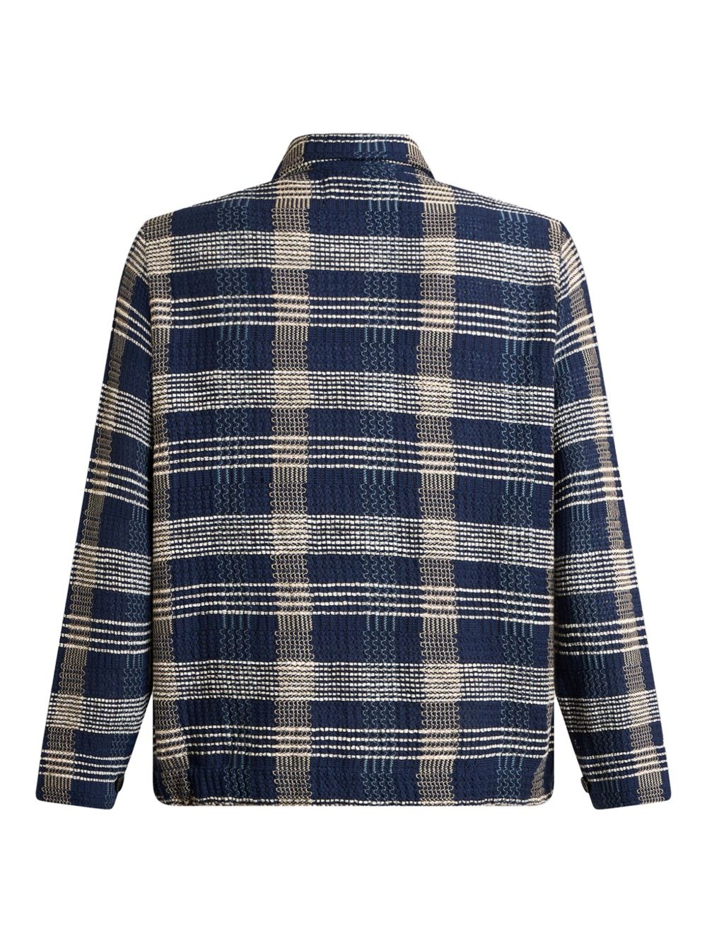 check-pattern knit shirt jacket - 6
