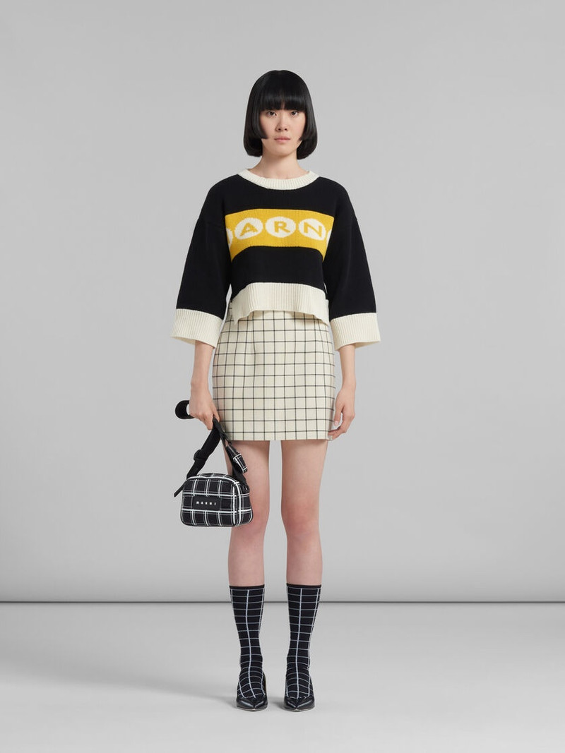 Marni BLACK CHECKED PUFF CAMERA BAG outlook