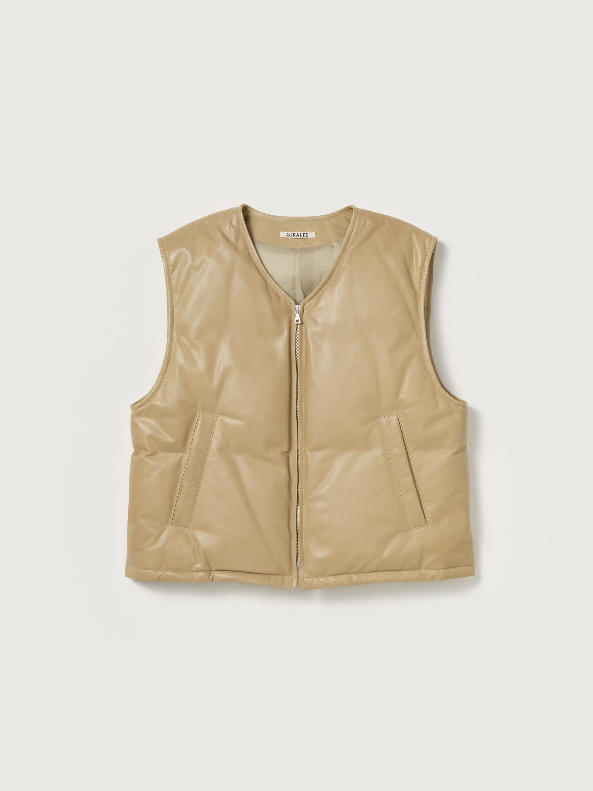 FINE CALF LEATHER DOWN VEST - 1