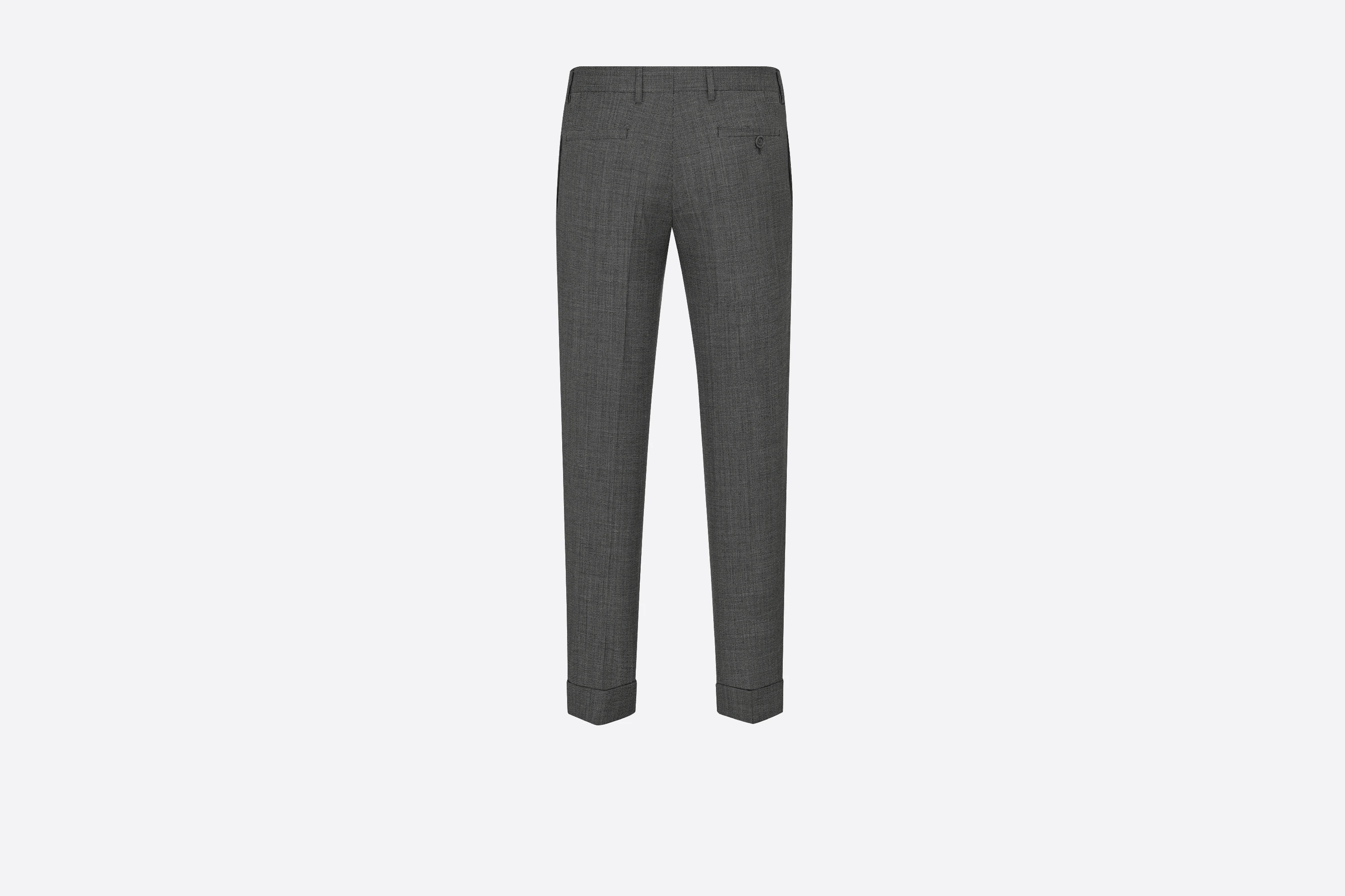 Micro-Houndstooth Tailored Chino Pants with Cuffs - 2